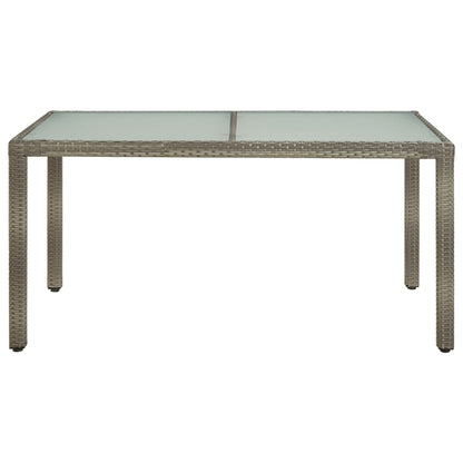 Tavolo Giardino 150x90x75cm Vetro Temperato e Polyrattan Grigio - homemem39