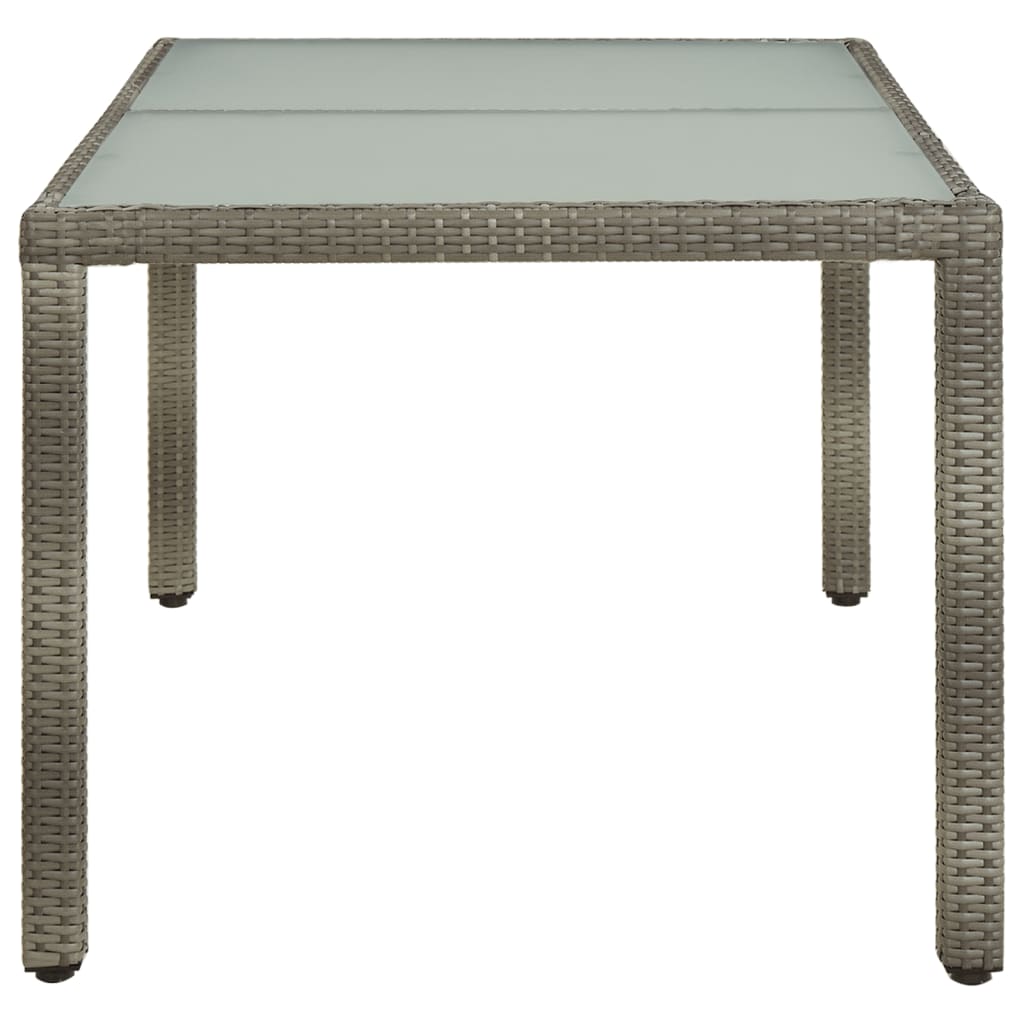 Tavolo Giardino 150x90x75cm Vetro Temperato e Polyrattan Grigio - homemem39