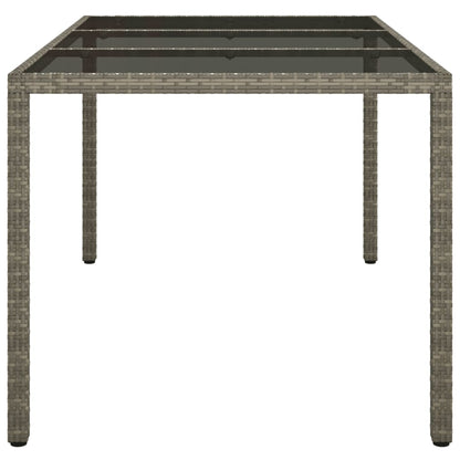 Tavolo Giardino 150x90x75cm Vetro Temperato e Polyrattan Grigio - homemem39