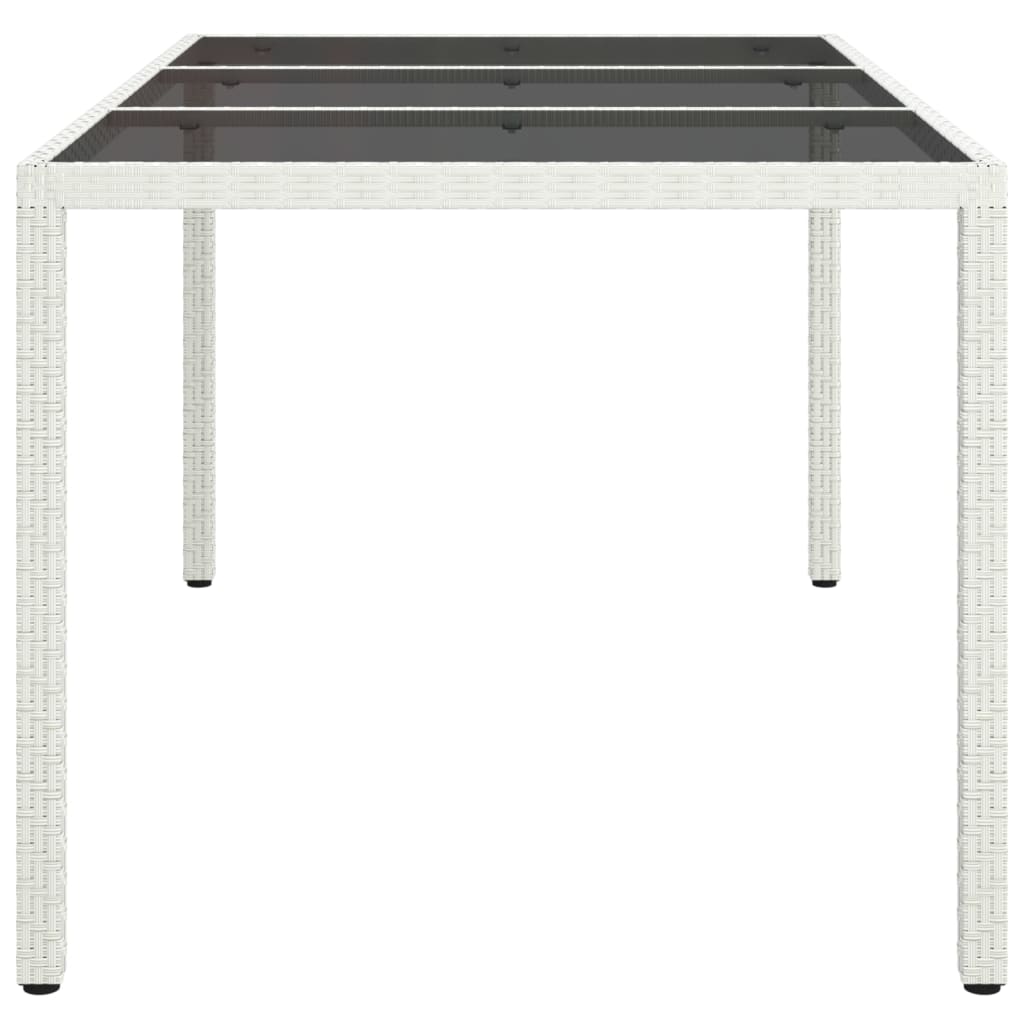 Tavolo Giardino 150x90x75cm Vetro Temperato Polyrattan Bianco - homemem39