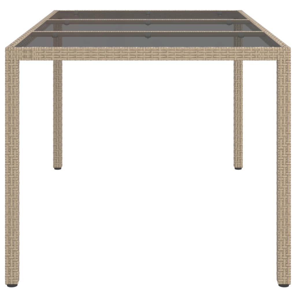 Tavolo Giardino 150x90x75cm Vetro Temperato Polyrattan Beige - homemem39