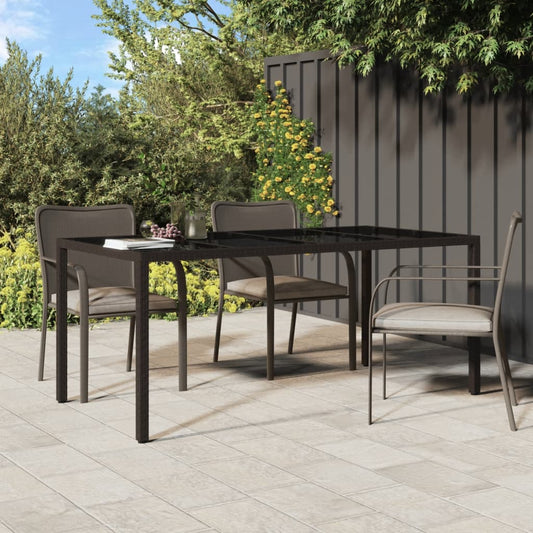 Tavolo Giardino Marrone 190x90x75cm Vetro Temperato Polyrattan - homemem39