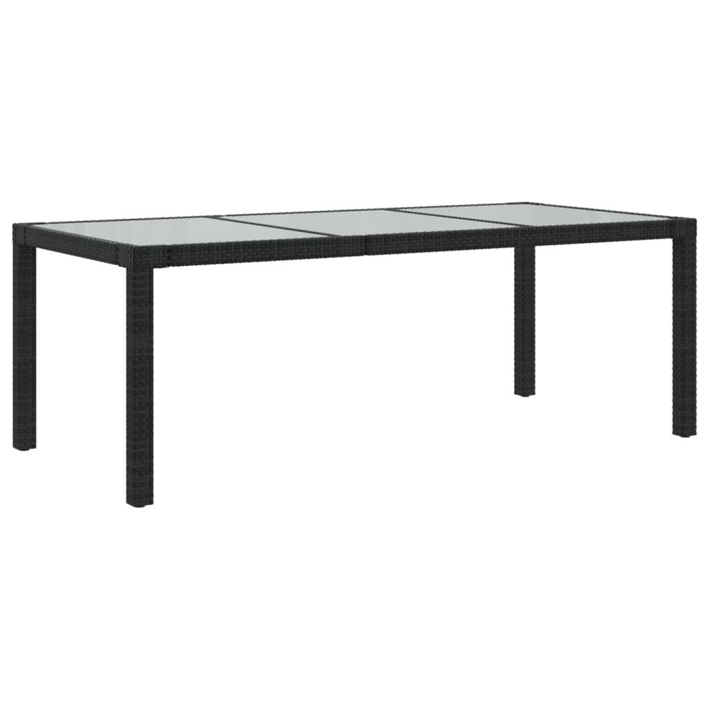 Tavolo Giardino Nero 190x90x75 cm Vetro Temperato e Polyrattan - homemem39