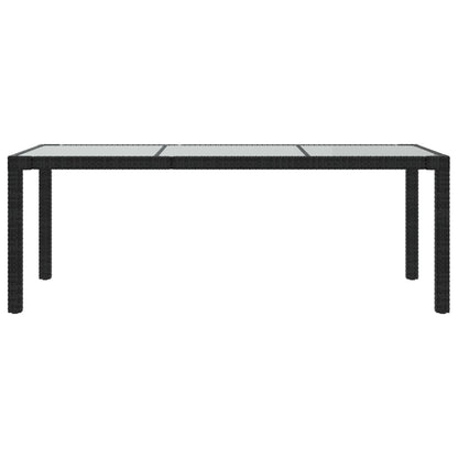 Tavolo Giardino Nero 190x90x75 cm Vetro Temperato e Polyrattan - homemem39