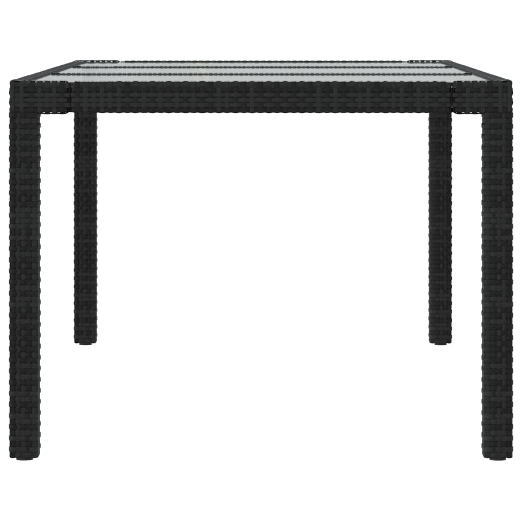 Tavolo Giardino Nero 190x90x75 cm Vetro Temperato e Polyrattan - homemem39