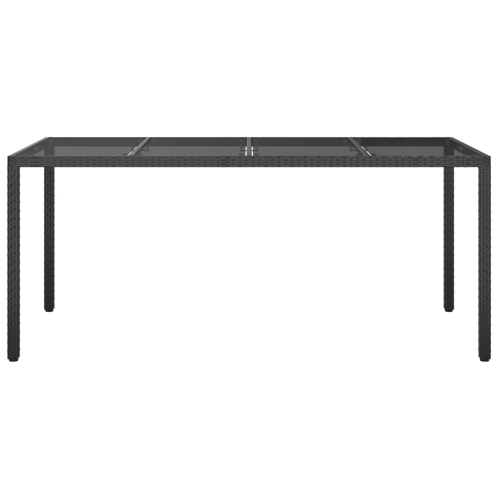 Tavolo Giardino Nero 190x90x75 cm Vetro Temperato Polyrattan - homemem39