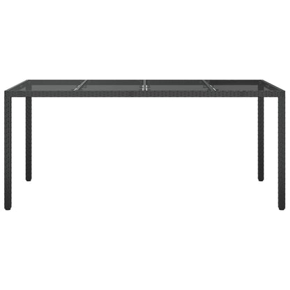 Tavolo Giardino Nero 190x90x75 cm Vetro Temperato Polyrattan - homemem39