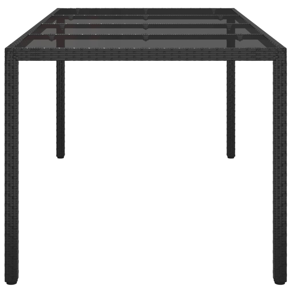 Tavolo Giardino Nero 190x90x75 cm Vetro Temperato Polyrattan - homemem39