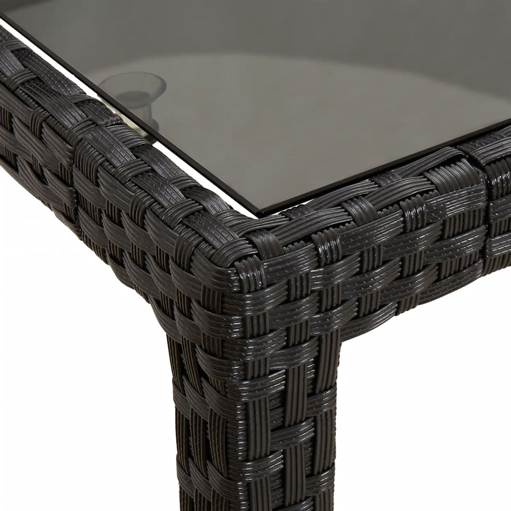 Tavolo Giardino Nero 190x90x75 cm Vetro Temperato Polyrattan - homemem39