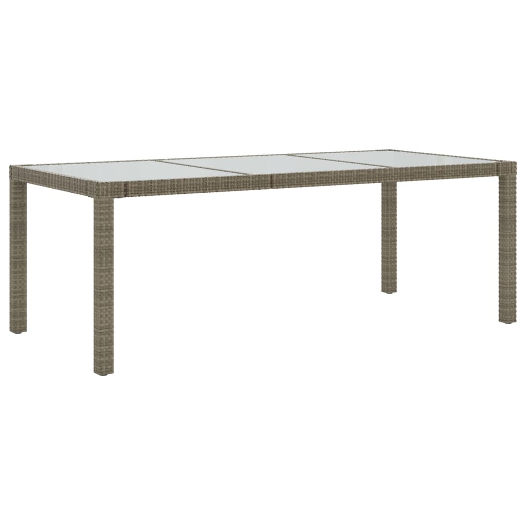 Tavolo Giardino Grigio 190x90x75 cm Vetro Temperato Polyrattan - homemem39