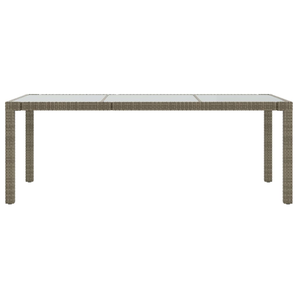 Tavolo Giardino Grigio 190x90x75 cm Vetro Temperato Polyrattan - homemem39