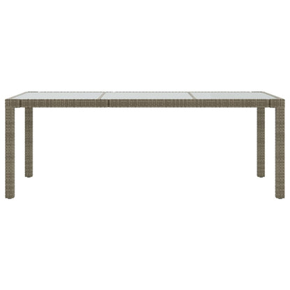 Tavolo Giardino Grigio 190x90x75 cm Vetro Temperato Polyrattan - homemem39