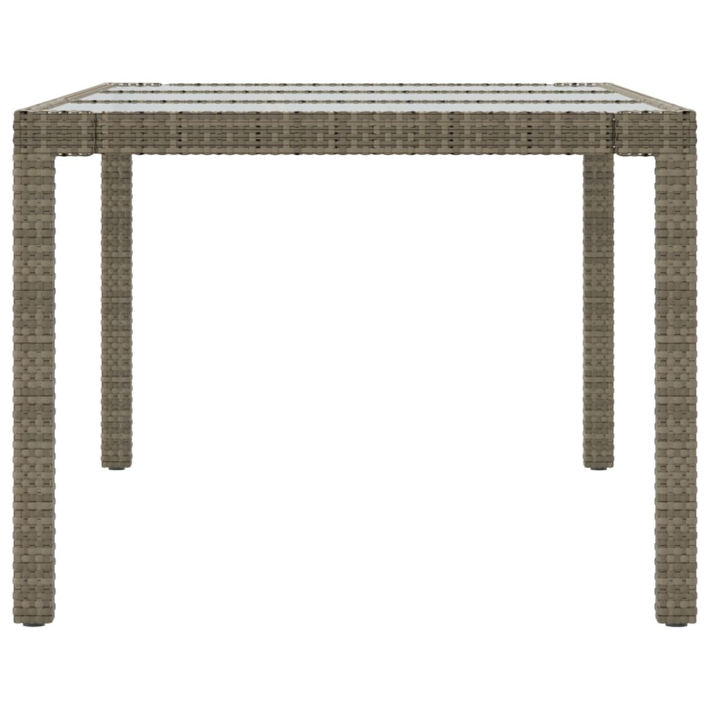 Tavolo Giardino Grigio 190x90x75 cm Vetro Temperato Polyrattan - homemem39