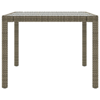 Tavolo Giardino Grigio 190x90x75 cm Vetro Temperato Polyrattan - homemem39