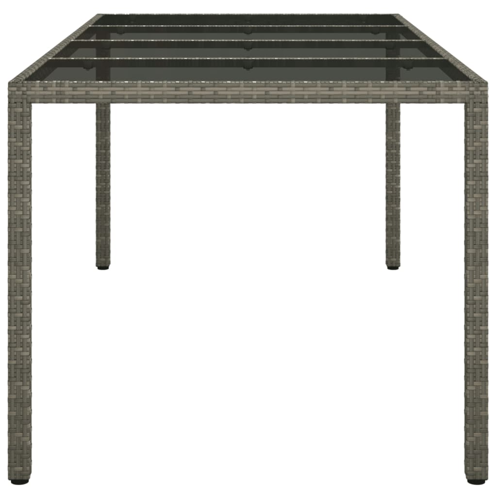 Tavolo Giardino Grigio 190x90x75 cm Vetro Temperato Polyrattan - homemem39