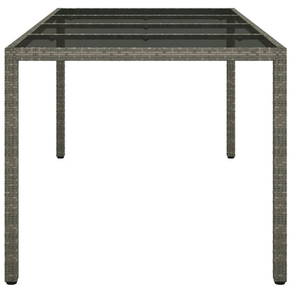 Tavolo Giardino Grigio 190x90x75 cm Vetro Temperato Polyrattan - homemem39