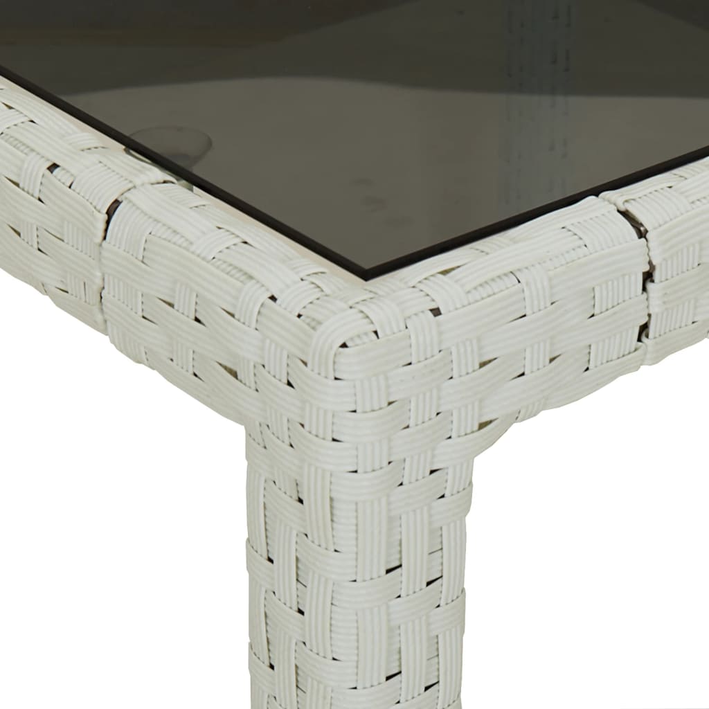 Tavolo Giardino Bianco 190x90x75 cm Vetro Temperato Polyrattan - homemem39