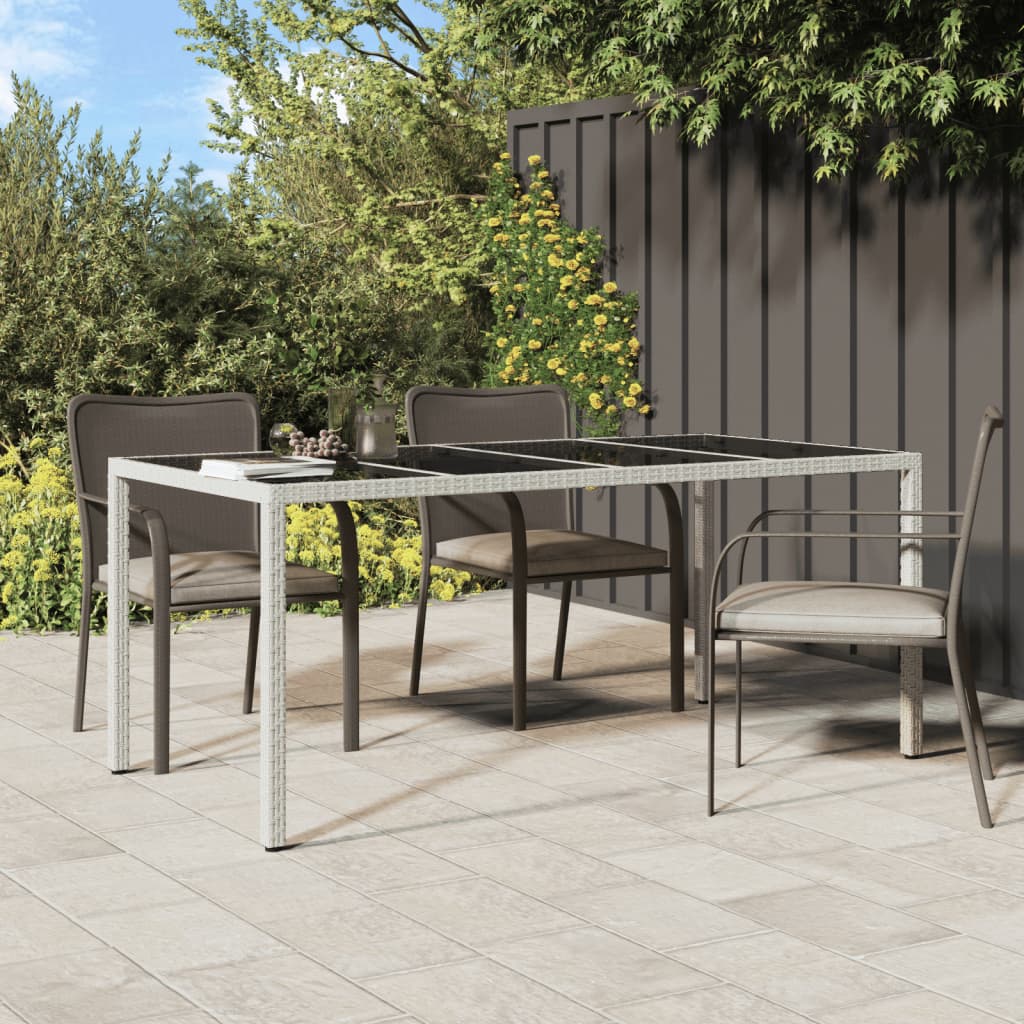 Tavolo Giardino Bianco 190x90x75 cm Vetro Temperato Polyrattan - homemem39