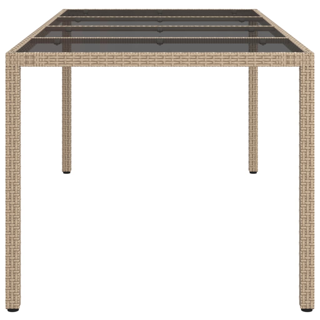 Tavolo Giardino Beige 190x90x75 cm Vetro Temperato Polyrattan - homemem39