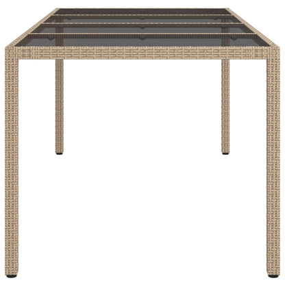 Tavolo Giardino Beige 190x90x75 cm Vetro Temperato Polyrattan - homemem39