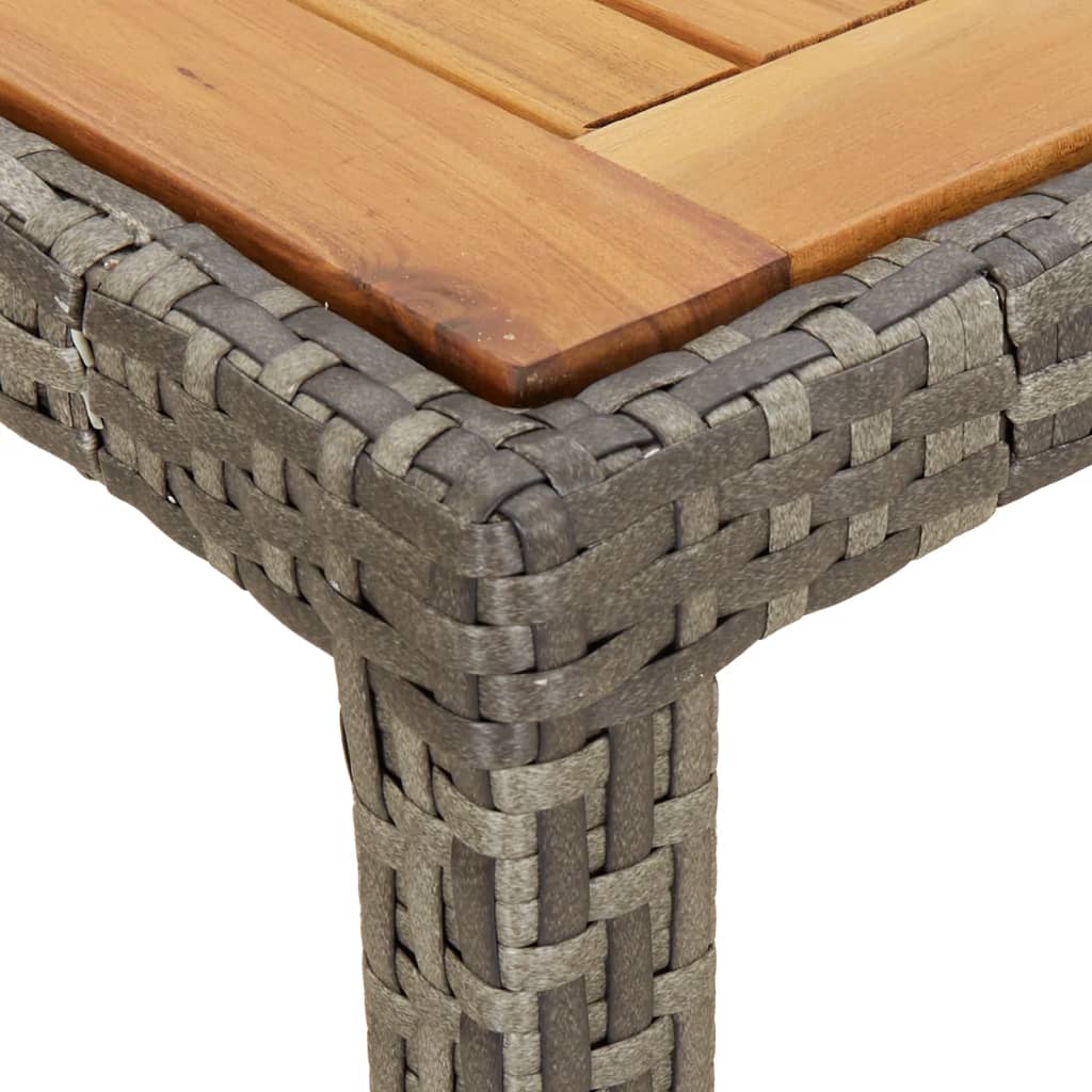 Tavolo Giardino 90x90x75cm Polyrattan e Massello Acacia Grigio - homemem39