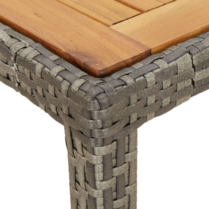 Tavolo Giardino 90x90x75cm Polyrattan e Massello Acacia Grigio - homemem39