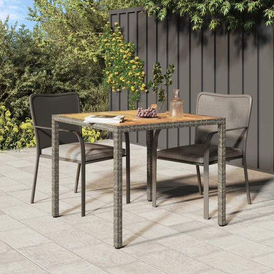 Tavolo Giardino 90x90x75cm Polyrattan e Massello Acacia Grigio - homemem39