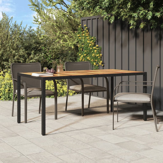 Tavolo da Giardino 190x90x75 cm Polyrattan Legno di Acacia Nero - homemem39