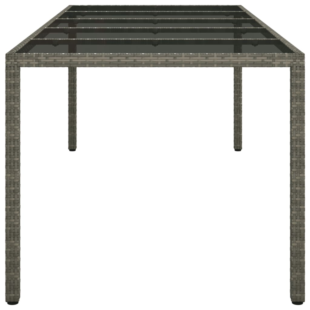 Tavolo Giardino Grigio 250x100x75cm Vetro Temperato Polyrattan - homemem39