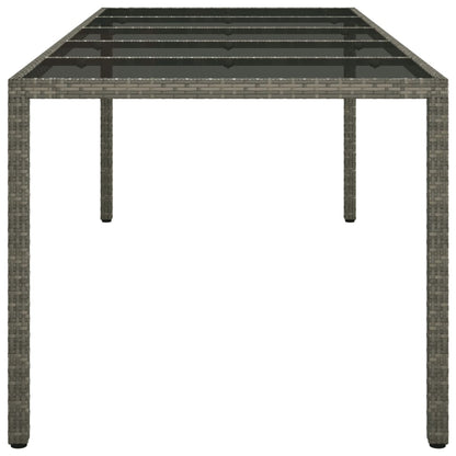 Tavolo Giardino Grigio 250x100x75cm Vetro Temperato Polyrattan - homemem39