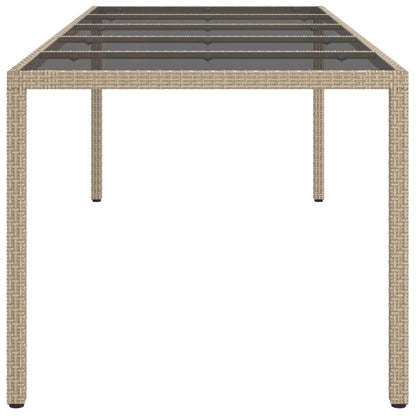 Tavolo Giardino Beige 250x100x75cm Vetro Temperato e Polyrattan - homemem39