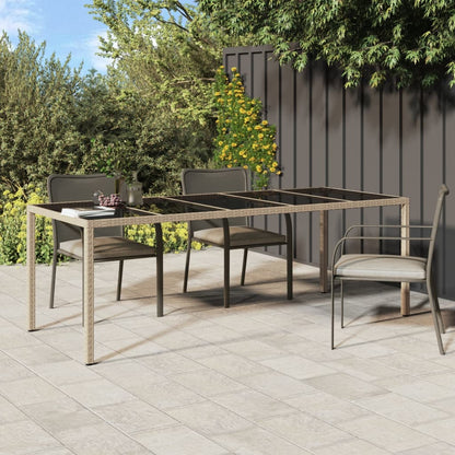 Tavolo Giardino Beige 250x100x75cm Vetro Temperato e Polyrattan - homemem39