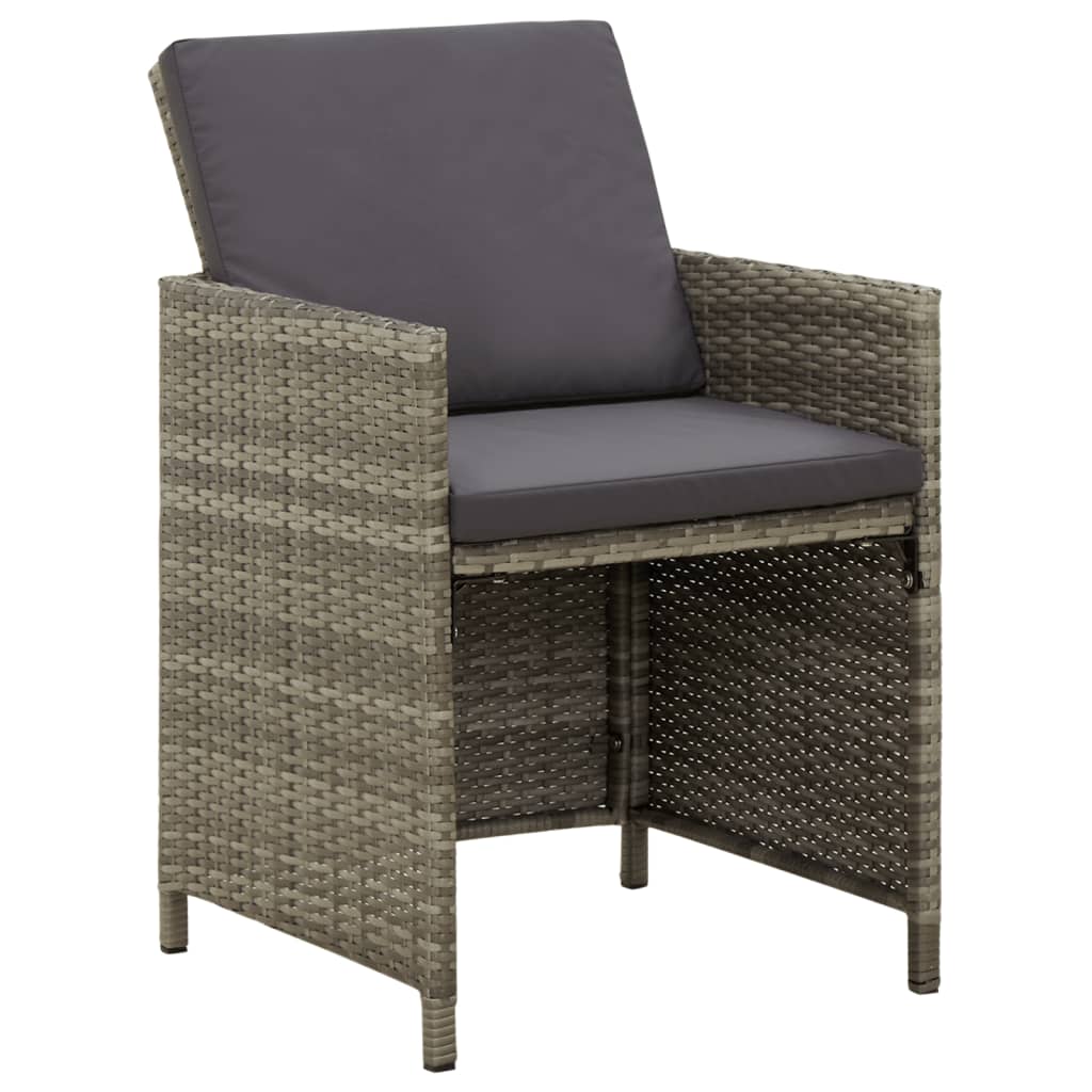 Sedie da Giardino 4 pz con Cuscini in Polyrattan Grigio - homemem39