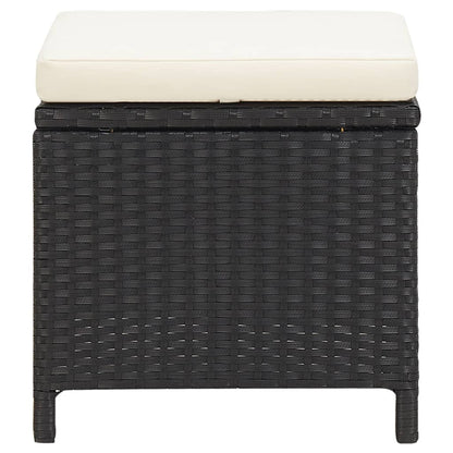 Sgabelli da Giardino 4 pz con Cuscini in Polyrattan Nero - homemem39