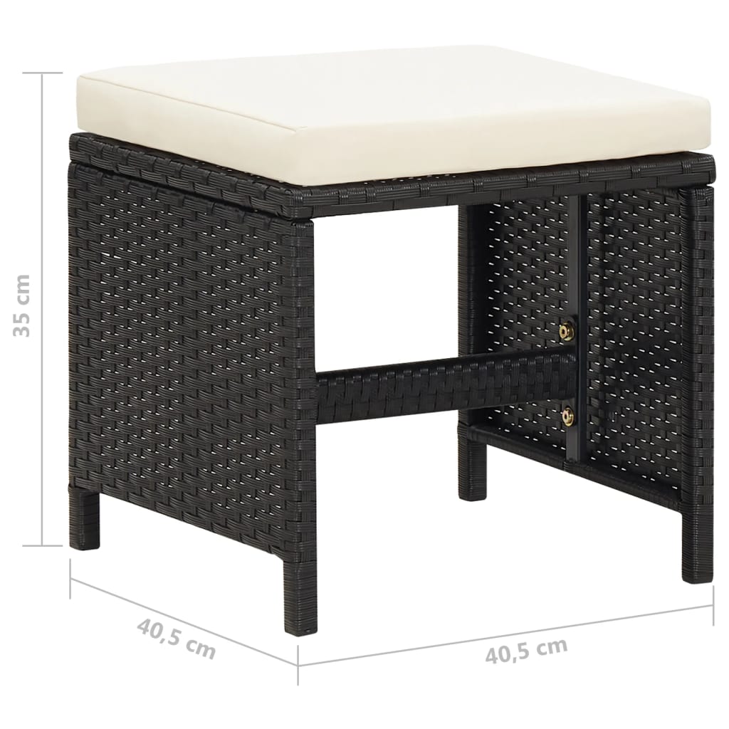 Sgabelli da Giardino 4 pz con Cuscini in Polyrattan Nero - homemem39