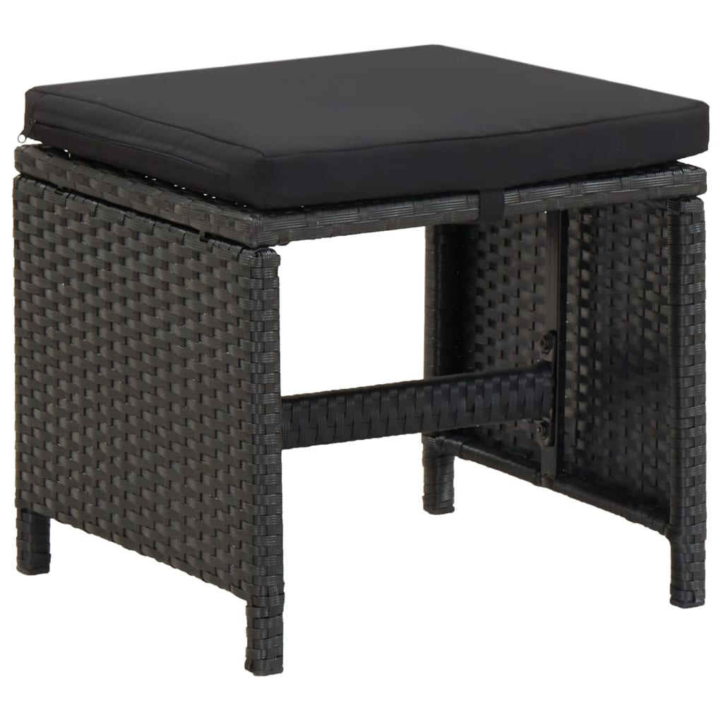 Sgabelli da Giardino 4 pz con Cuscini in Polyrattan Nero - homemem39