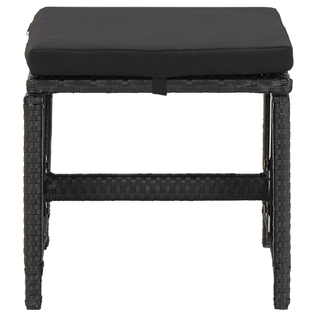 Sgabelli da Giardino 4 pz con Cuscini in Polyrattan Nero - homemem39