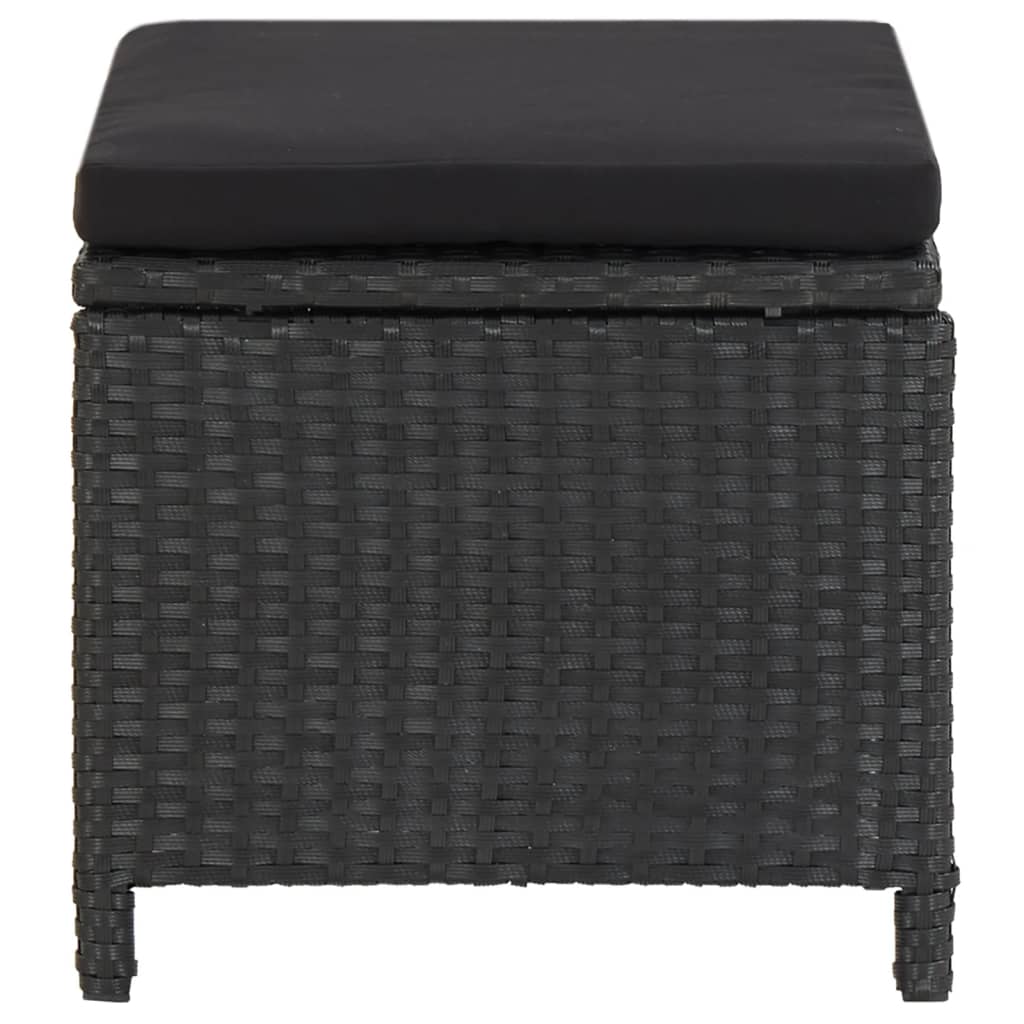 Sgabelli da Giardino 4 pz con Cuscini in Polyrattan Nero - homemem39