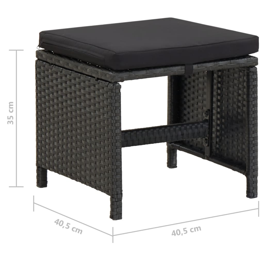 Sgabelli da Giardino 4 pz con Cuscini in Polyrattan Nero - homemem39