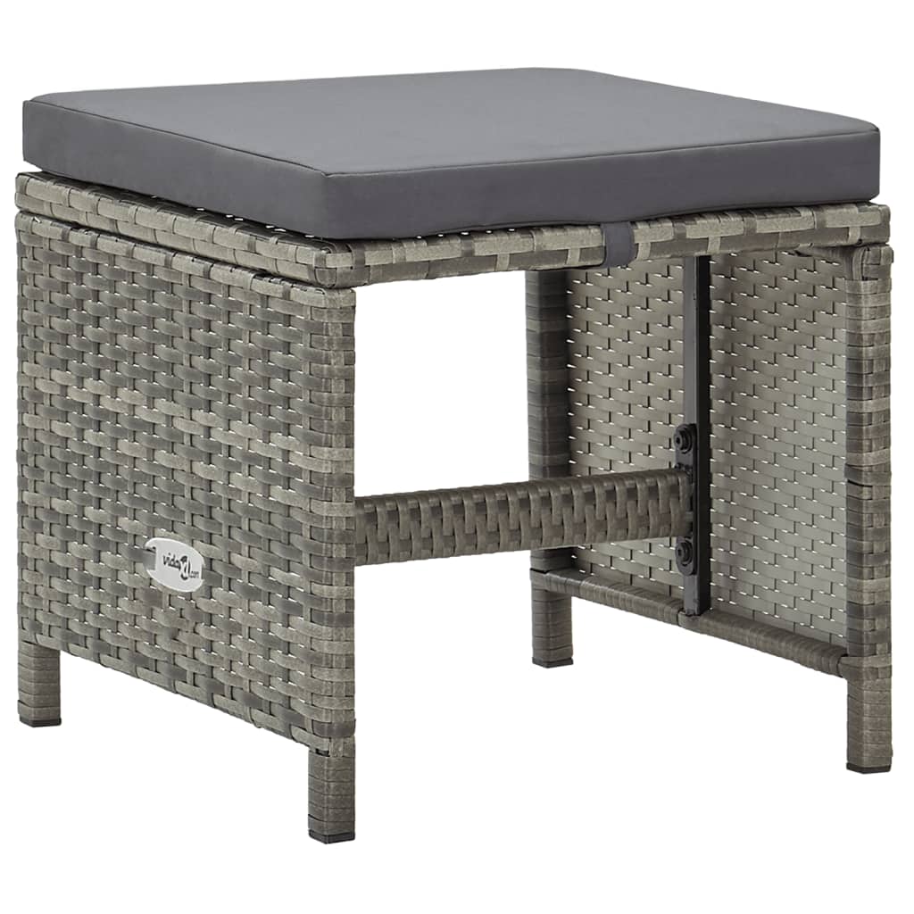 Sgabelli da Giardino 4 pz con Cuscini in Polyrattan Grigio - homemem39