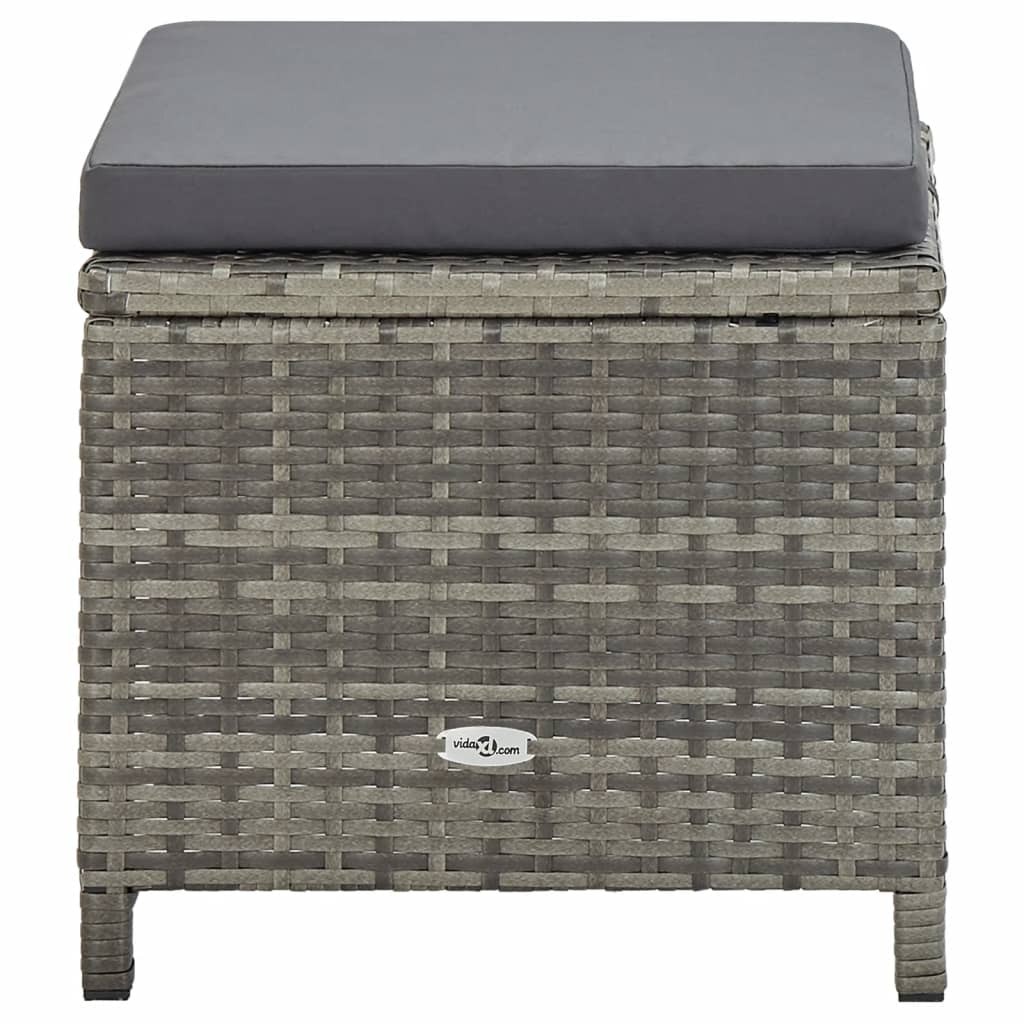 Sgabelli da Giardino 4 pz con Cuscini in Polyrattan Grigio - homemem39