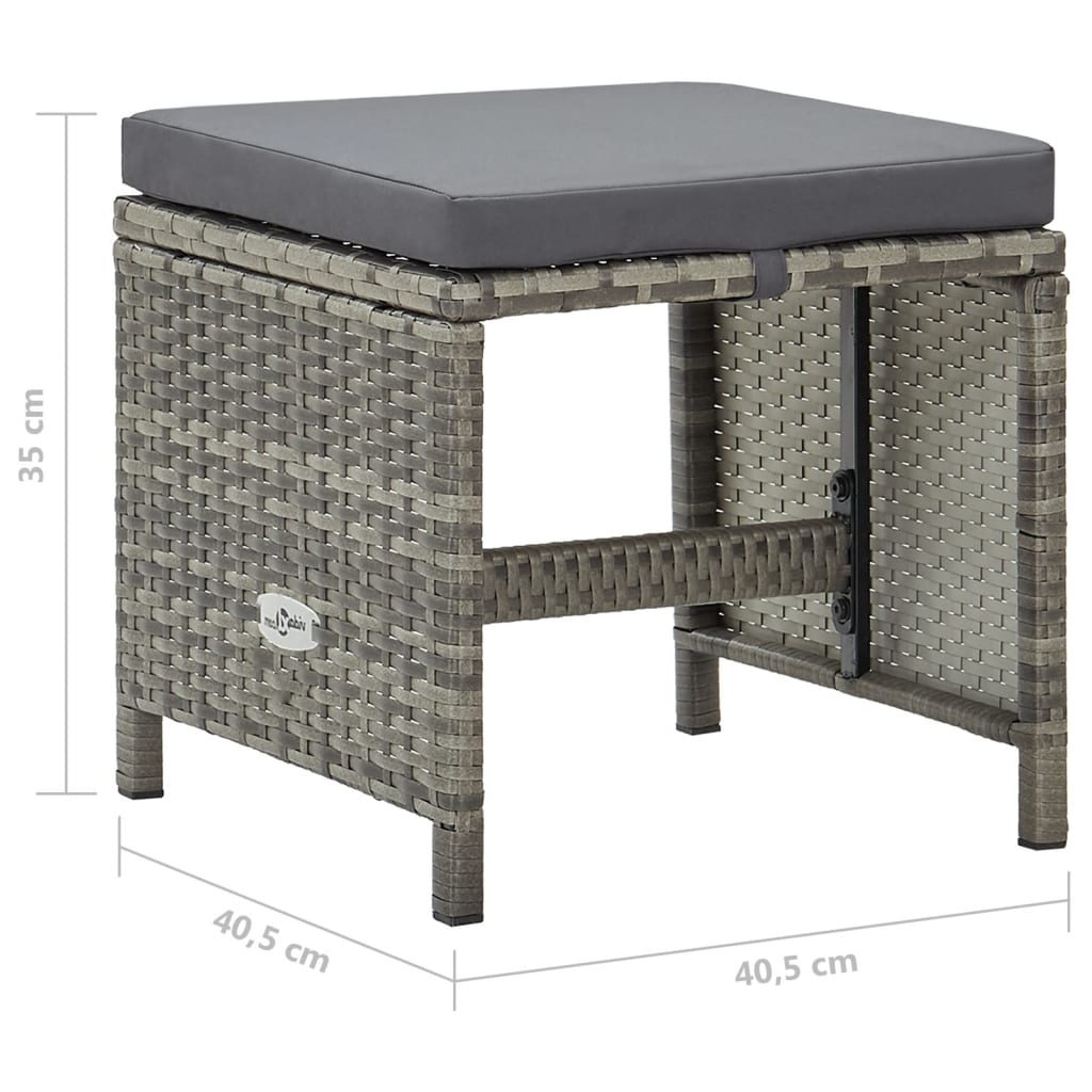 Sgabelli da Giardino 4 pz con Cuscini in Polyrattan Grigio - homemem39