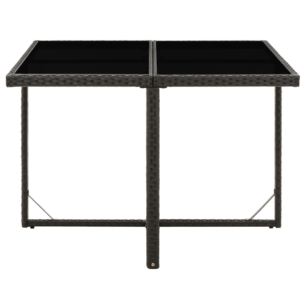 Tavolo da Giardino Nero 109x107x74 cm in Polyrattan e Vetro - homemem39