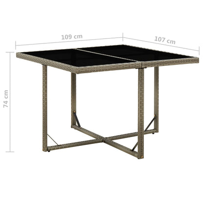 Tavolo da Giardino Grigio 109x107x74 cm in Polyrattan e Vetro - homemem39