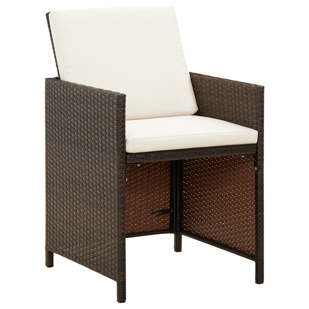 Sedie da Giardino con Cuscini 4 pz in Polyrattan Marrone - homemem39