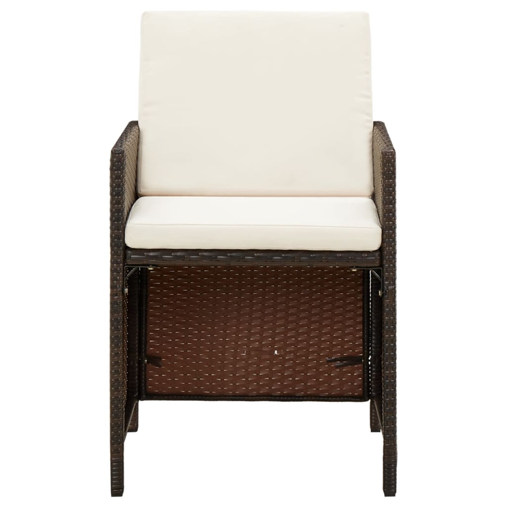 Sedie da Giardino con Cuscini 4 pz in Polyrattan Marrone - homemem39