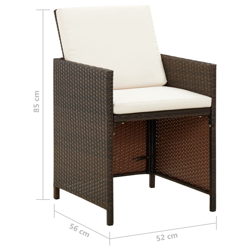 Sedie da Giardino con Cuscini 4 pz in Polyrattan Marrone - homemem39