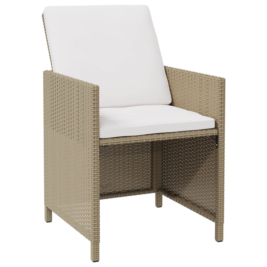 Sedie da Giardino con Cuscini 4 pz in Polyrattan Beige - homemem39