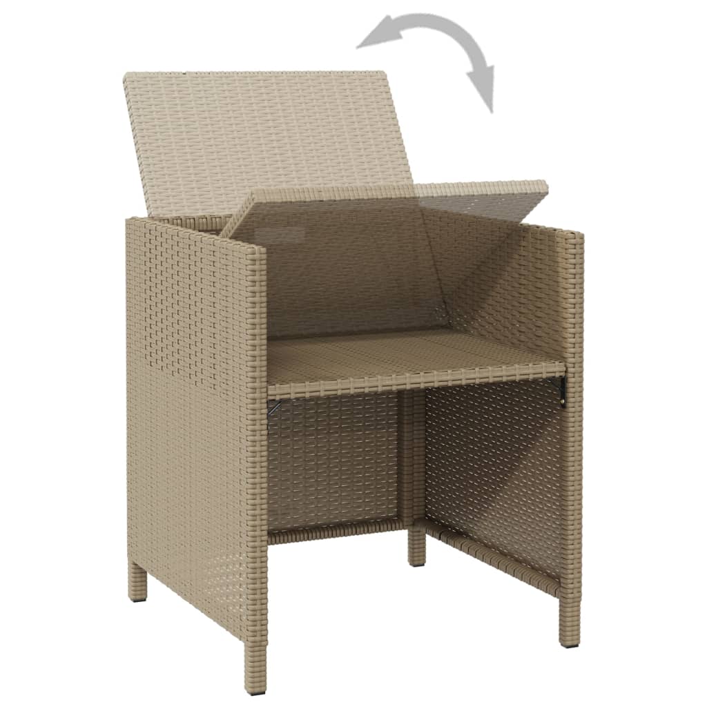 Sedie da Giardino con Cuscini 4 pz in Polyrattan Beige - homemem39