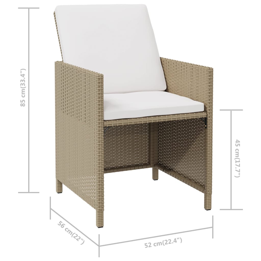 Sedie da Giardino con Cuscini 4 pz in Polyrattan Beige - homemem39